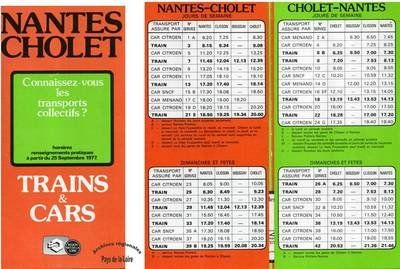 Fiche horaire Nantes-Cholet, 1977