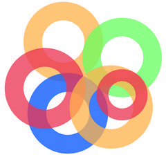 Image : ronds de couleur qui s'entrelacent - identité visuelle du programme européen INTERREG pour ses 30 ans